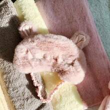 Women Plush Rabbit Eye Cute Sleeping Blindfold Eye Cover Fuzzy Bunny Ear Eyeshade Travel Nap Night Sleeping blinder Pink Rabbit - Rosa/Diversión Rebelde. - Ver 6