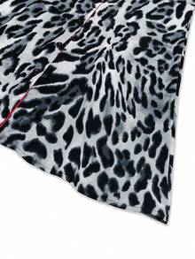 Vestido de manga corta para mujer con estampado de leopardo y contraste de color, para primavera/verano - Gris - Ver 5