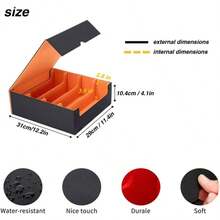 - Caja de almacenamiento de tarjetas con 24 pestaas divisoras coloridas, caja de cubierta de mtg, se adapta a tarjetas de juego mgicas negro y naranja - black y naranja - Ver 5