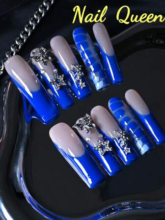 CrystalHola 10 st/set handgjorda franska manikyrnagelklistermärken för jul, rosa transparenta franska naglar med glänsande strass och glitteraccenter, heltäckande design, återanvändbar, hållbar nagelkonst, perfekt för nagelfester och bröllopspresenter. Setet innehåller nagelfil och nagellim.