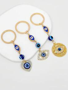 土耳其邪眼钥匙扣，蓝眼睛钥匙圈，包包挂饰，油滴眼饰，创意礼物 - 彩色 - 查看 9