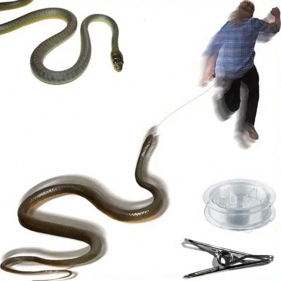 Ultimate Prank Snake Set - Realistic Rubber Snake With Rope And Clips, Great For Fun Pranks With Friends And Family, Suitable For Parties And Outdoor Activities - Multicolor - View 1