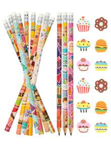 Mini Cake Eraser Set - Delicious Strawberry Chocolate Themed Erasers - Multicolor - View 4