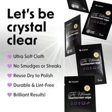 Wipex Toallitas de Limpieza para Pantallas táctiles sin Alcohol para LED LCD Fitness Tech Smartphones tabletas televisores monitores portátiles Pantallas de computadora 24 Unidades - como en la foto - Ver 3