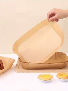 50pcs/100pcs Premium Oblong Air Fryer Liners, 8.6"X5.5" Rectangular Non-Stick Parchment Paper Sheets, Ideal For Baking, Roasting, Microwave, Suitable For Home & Commercial Kitchen, Air Fryer Accessories, Kitchen Essentials - Multicolor - View 4