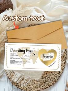 1pc Personalized Scratch-Off Boarding Pass, Reveal Holiday Surprise Destination, Surprise Holiday Ticket, Birthday Gift, Boyfriend Gift, Customized Scratch Card Boarding Pass - White - View 2