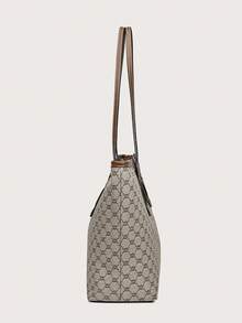 3件套高品质轻便奢华手提包套装，时尚休闲单肩腋下包，印花图案 - 彩色 - 查看 4