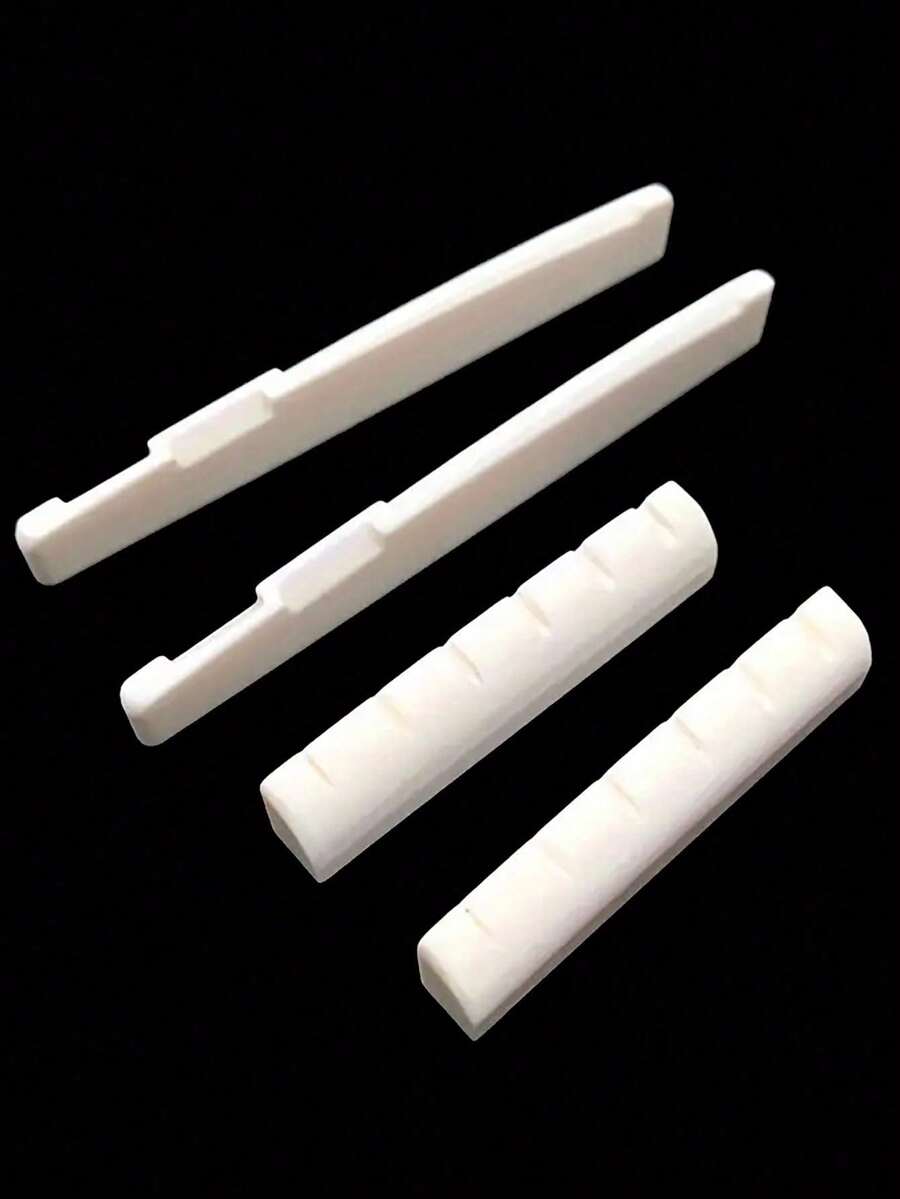 1Set 6 String Acoustic Guitar Bone Bridge Saddle And Nut Made Of Real Bone
