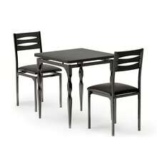 Juego de mesa de comedor para 2 personas, mesa de cocina pequeña de 3 piezas y sillas con patas en espiral para apartamento, desayunador, estilo bistró, para comedor, apartamento, restaurante, color negro - Negro - Ver 3