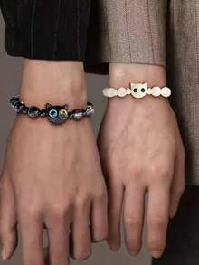 2pcs/Set Cute Cat Beaded Bracelet, Bohemian Style Casual Couple Bracelet, Unique Design Gift For Friends - Bracelets - View 8