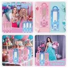6/12/18 Stücke Prinzessinnen Schloss Geschenkbox - Blau & Rosa Schneeflocken Süßigkeitenbox mit Griff und transparentem Fenster, Kindergeburtstags-Party/Winter Wunderland Dekorations Geschenkbox - Verschiedenfarbig - Übersicht 6