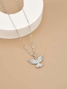 1pc Colorful Crystal Wing Stainless Steel Luxury Necklace For Women (Note: Asymmetrical Crystal Mix Color) (Without Gift Box) - 彩色 - 查看 10