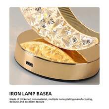 1件卧室水晶触控调光夜灯家居装饰无线床头LED氛围灯桌面安装3D月光灯适用于家庭卧室床头、派对装饰和活动照明。 - 彩色 - 查看 8