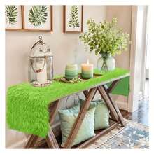 Green Christmas Table Runner 14x72 Inch, FluffyFur Table Runners For Bedroom Dresser, Living Room Coffee Table Decor, Winter Holiday Party Decorations - 多色606 - 查看 5