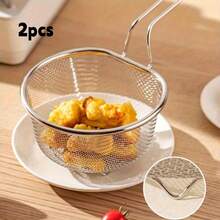 304 Stainless Steel Colander Strainer, Kitchen Oil Frying Noodle Draining Blanching Filtering Net, Hot Pot Spicy Soup Strainer Ladle - Silver - View 13