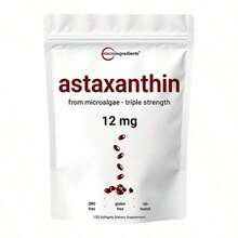 ZUVARA Astaxanthin 12mg, 120softgels, Tanning Pills, Strength CarotenoidsSkin Supplement W. 100% Natural Astaxanthinfrom MicroAlgae - 1 - 查看 7