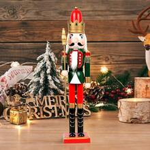 Wooden Nutcracker Soldier, Handmade Christmas Decorations For Home & Office, Tabletop Decor For Holiday, Festive Gift For Friends And Family - 黑色 - 查看 5