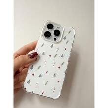 Minimalist Christmas Tree Candy Berry Phone Case Compatible With For IPhone 16 Pro, Cute Christmas Phone Case For For IPhone 16 Pro, Cool  TPU Bumper Case Cover,ChristmasCandyBerry - 聖誕糖果莓 - 查看 5