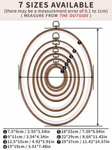 3 piezas Aros de bordado ovalados de estilo retro marrón con apariencia de grano de madera, marcos de estilo palaciego vintage para bordado de punto de cruz, bastidores de bordado, marcos de tufting, aros colgantes para atrapasueños, 7 tamaños, hechos de ABS y PVC con ganchos metálicos, adecuados para decoración de Halloween, Navidad, teléfono, llavero, bolso, escritorio, mesita de noche, accesorios de coche - Marrón - Ver 4