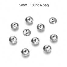 50/100pcs/Pack Stainless Steel Round Sequins Setting, 3-8mm Diameter, Hole Sequins Cap Spacer Sequins, DIY Jewelry Making Accessories