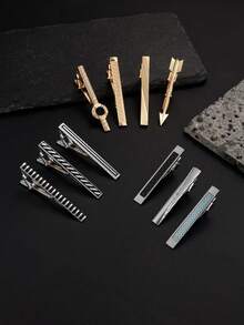 1/3/4/6/10/12 Pcs Men's Fashion Tie Clip Set - Stylish Accessories For Regular, Wedding, Business Ties - Ideal Gift Choice For Him Dad Husband Brother, Perfect For Formal Occasions - Gold, Silver and Black - View 9