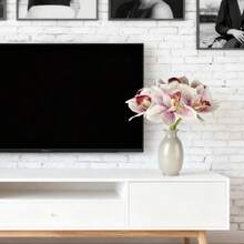 Artificial Orchid Faux Flower Bouquet Fake Flowers With Stems For DIY Bouquet Table Centerpieces Wedding Party Home Decor - Màu tím - Xem 4