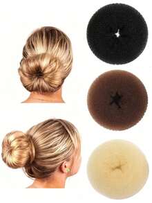 12pcs Women Braided Bun Maker, 2pcs Medium Ponytail Shaper Solid Hair Donut Bun Maker, Circular Bun Maker, Chignon Maker, Hair Accessories - Multicolor - View 5