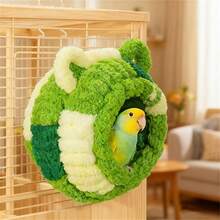 Tổ chim bằng bông ấm áp, tổ vẹt, nhà chim mùa đông treo bằng vải nhung mềm mại cho chuột hamster và sóc, tổ thú cưng nhỏ. - Xem 5