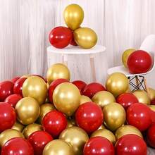 30/80/120/200pcs Red Gold Balloons, 5/10/12inch Thick Latex Helium Balloons Red And Metallic Chrome Gold Balloons For Birthday Wedding Anniversary Winter New Year Graduation Mother's Day Prom Casino Poker Card Party Decorations - Red Gold - View 6