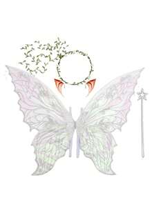 1pc Adult Fairy Costume Set With Headpiece, Metallic Hair Band, Magic Wand, Ears - Butterfly Wings, Suitable For Role Play, Party In 7 Color Options Halloween - Multicolor - View 8