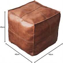 Moroccan Pouf Cover Hassock Storage Ottoman Cushion Cover Premium Room Deco - Square Brown - Squarebrown - View 3