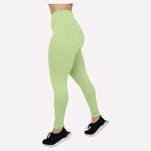 Calça legging zero transparência cós alto modeladora academia Poliamida Elastano Fitness crossfit - Verde Claro - Visão 9