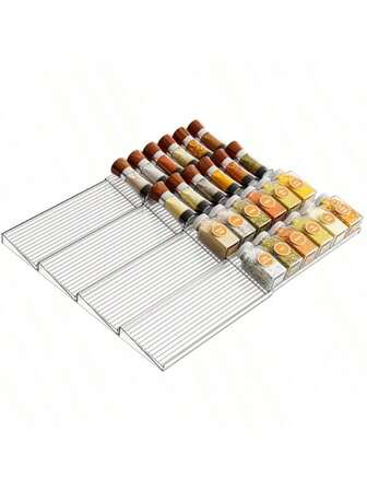 2/4/8pcs Expandable Acrylic Spice Rack Organizer, Kitchen Drawer Spice Holder - Adjustable Spice Jars Rack For Cabinet, Countertop, Pantry, Ideal Gift For Valentine's Day, Christmas, Father's Day, Mother's Day, Comes Without Spice Jars
