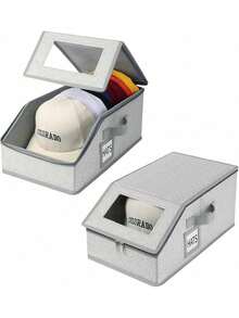 Estilo1 Pcs Porta Gorras, Organizador De Gorras De BéIsbol, Caja De CartóN Para Guardar Sombreros, Capacidad Para 24 Gorras, Expositor De Sombreros Apilable, Organizador Multicapa (Amarillo 1 Pieza)VersióN Mejorada - Conjunto gris de dos piezas - Ver 2