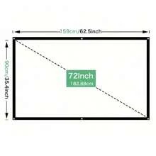 Extended Projection Screen, 60, 72, 84, 100, 120, 150 Inches, Easy To Install, Washable, Ironable, Reusable, Foldable Screen