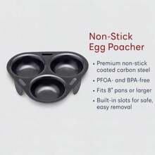 HIC Harold Import Co. 43133 HIC Non-Stick Insert, PFOA and Black, 15"(3-Egg Poacher) - Multicolor - Ver 7