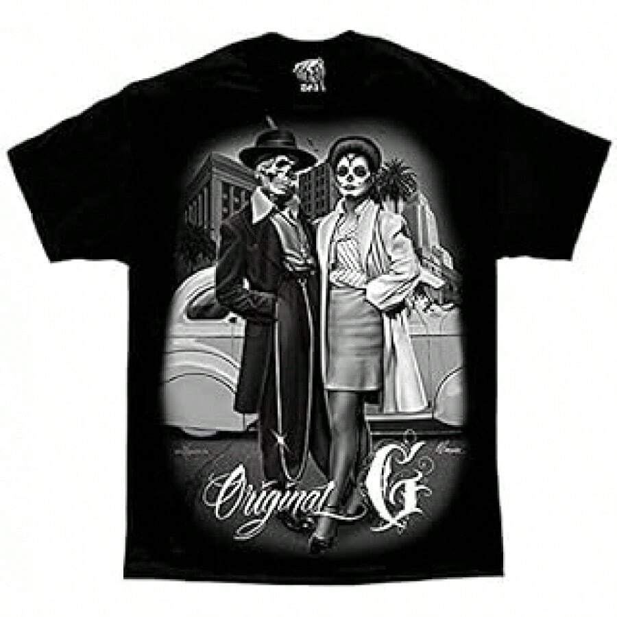 Original G Zoot Suit  Gangster Homies David Gonzales DGA Art Men's T Shirt XXX-Large Black - Màu sắc chính của bức tranh - Xem 1