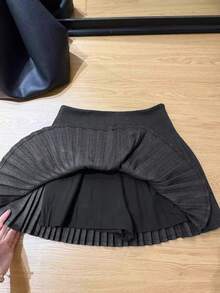 女士优雅星空羊毛半身裙，高腰显瘦百褶迷你裙 - 深灰色 - 查看 10