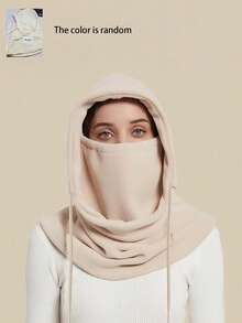 Women's Black Wool Balaclava Hat, Sun Protection Cycling Cap