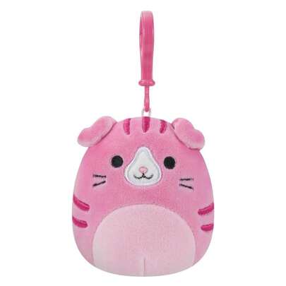 3.5 Pulgadas Squishmallows Clip-On Geraldine Scottish Fold Gato, Rosa, (SQCP00136)