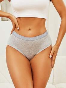 FINETOO 5 件/套女士纯色字母印花松紧带舒适简约三角裤 - 彩色 - 查看 4