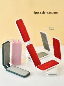 1pc Portable Fabric Lint Remover Brush, Household Clothes Defuzzer, Double-Sided Foldable Static Brush, Random Color - Multicolor - View 17