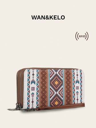 Damplånbok i vintage-stil i bohemisk stil med RFID-handväska, vattentät myntficka och kortfack