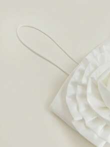 1pc Solid Color Sexy 3D Floral Party Dress, Suitable For Party, Birthday, Evening Date, Valentine's Day - White - View 4