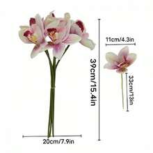 Artificial Orchid Faux Flower Bouquet Fake Flowers With Stems For DIY Bouquet Table Centerpieces Wedding Party Home Decor - sữa - Xem 6