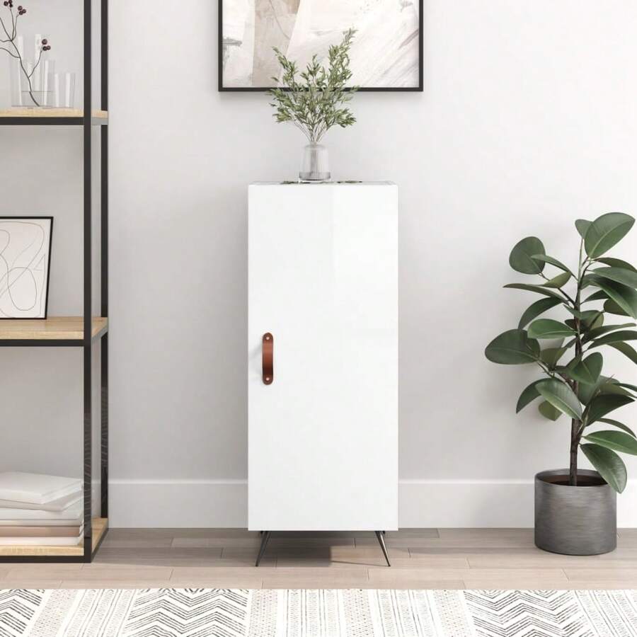 Credenza vidaXL bianca lucida 34,5x34x90 cm Materiale a base di legno - Multicolore - Visualizzare 1
