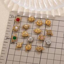 1Set Of 304 Stainless Steel 18K Gold-Plated Multi-Style Natural Stone Diamond-Studded Magnetic Snap Connector DIY Charms Jewellery Necklace Anb Bracelet Making Supplies Accessories Woman's Stainless Steel Jewellery Making Accessories Handmade Accessories Stainless Steel Ladies' Jewellery Woman's Handmade Accessories Suitable For Ladies' Daily Wear - Natural Stone Connector - View 1