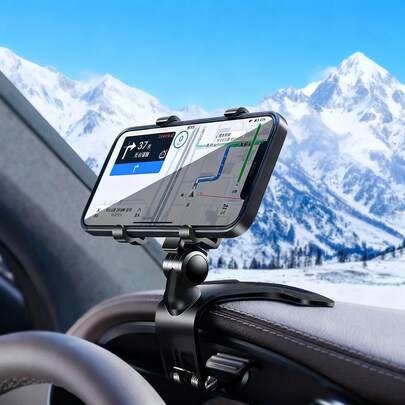 Adjustable Automobile Phone Cradles 1pc Universal 3-In-1 Car Phone Holder - 360° Rotatable Clip, Suitable For Dashboard, Sun Visor And Rearview Mirror, Non-Slip Gravity Sensor, Easy One-Handed Use And Driving (For 4-7 Inch Phones) Valentine's Day Gift