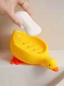 2pcs/1pc Yellow Duck Shaped Soap Dish, Plastic Material, Suitable For Kitchen/Bathroom Countertop Storage Box, Non-Slip Drainage Soap Container, Bathroom Accessories - Multicolor - View 13
