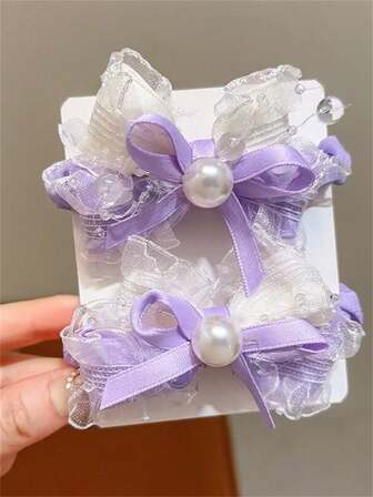 2 piezas Pinzas para el cabello con lazo de malla hechas a mano, accesorios para el cabello frescos, regalo decorativo para el cabello dulce